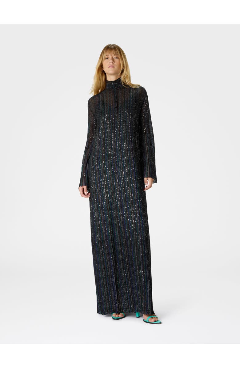 Missoni Long Button-down Dress With Lamé Stripes And Long Sleeves, Alternate, color, Multicoloured