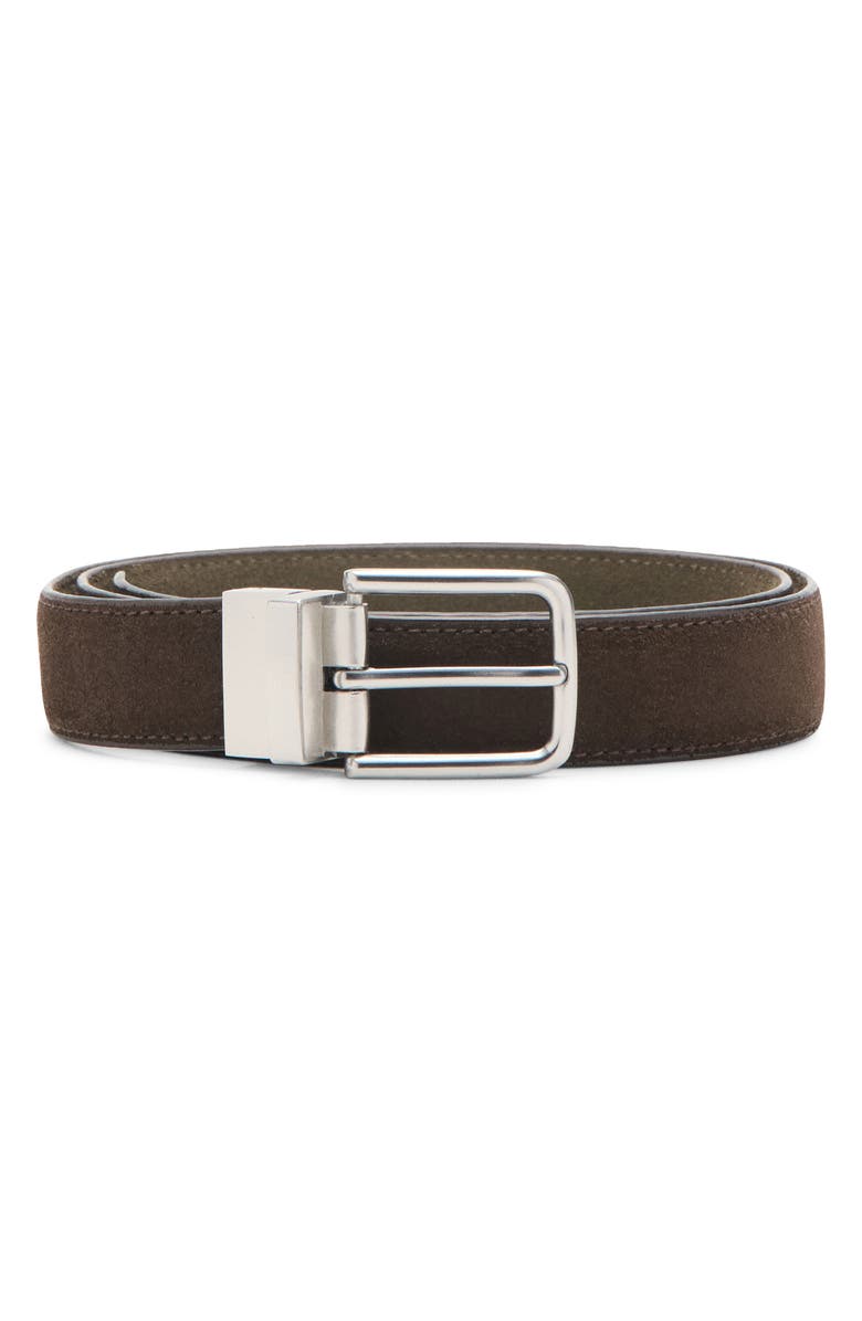 MANGO Leather Belt, Main, color, Brown