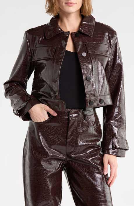 Croc Embossed Faux Leather Jacket