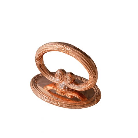 Vintage Inspired Copper Napkin Rings with Embossed Cross & Bow Pattern - Set of 4