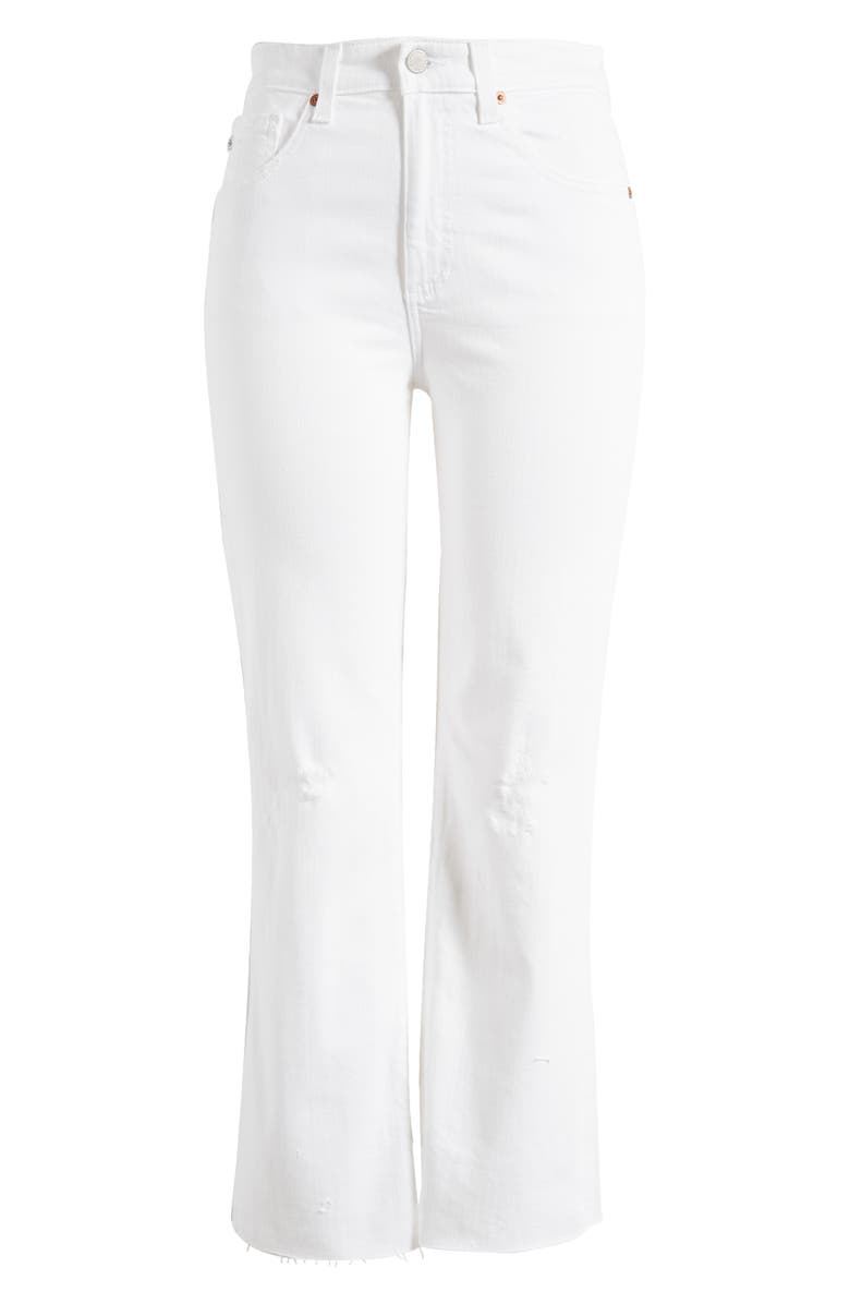 AG Kinsley Raw Hem High Waist Ankle Flare Jeans, Alternate, color, Authentic White Destructed