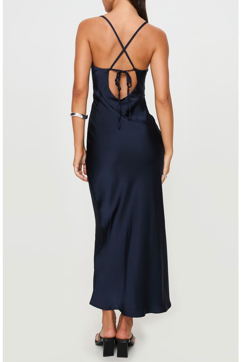 Treasure Lace Inset Bias Cut Satin Slipdress, Alternate, color, NAVY