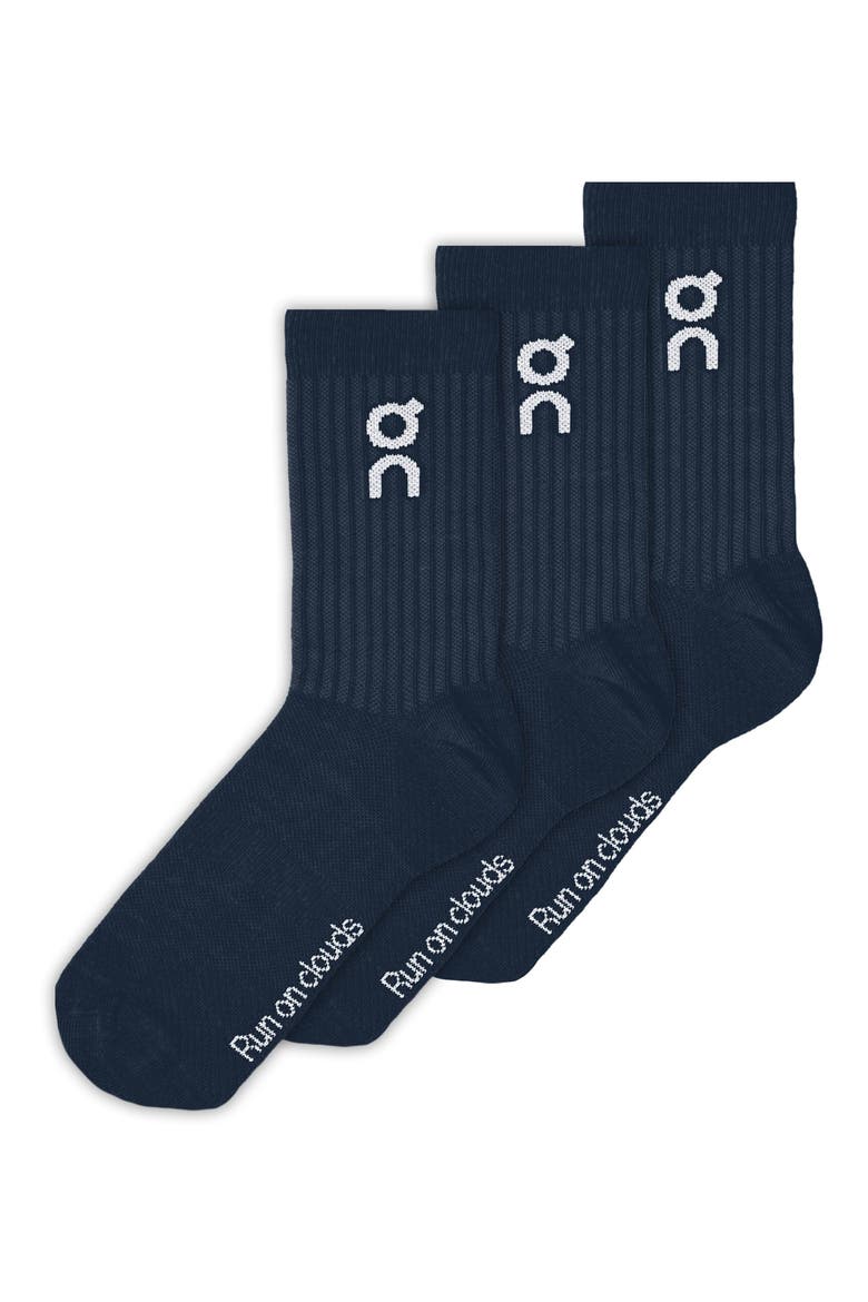 Logo Organic Cotton Crew Socks, Main, color, NAVY