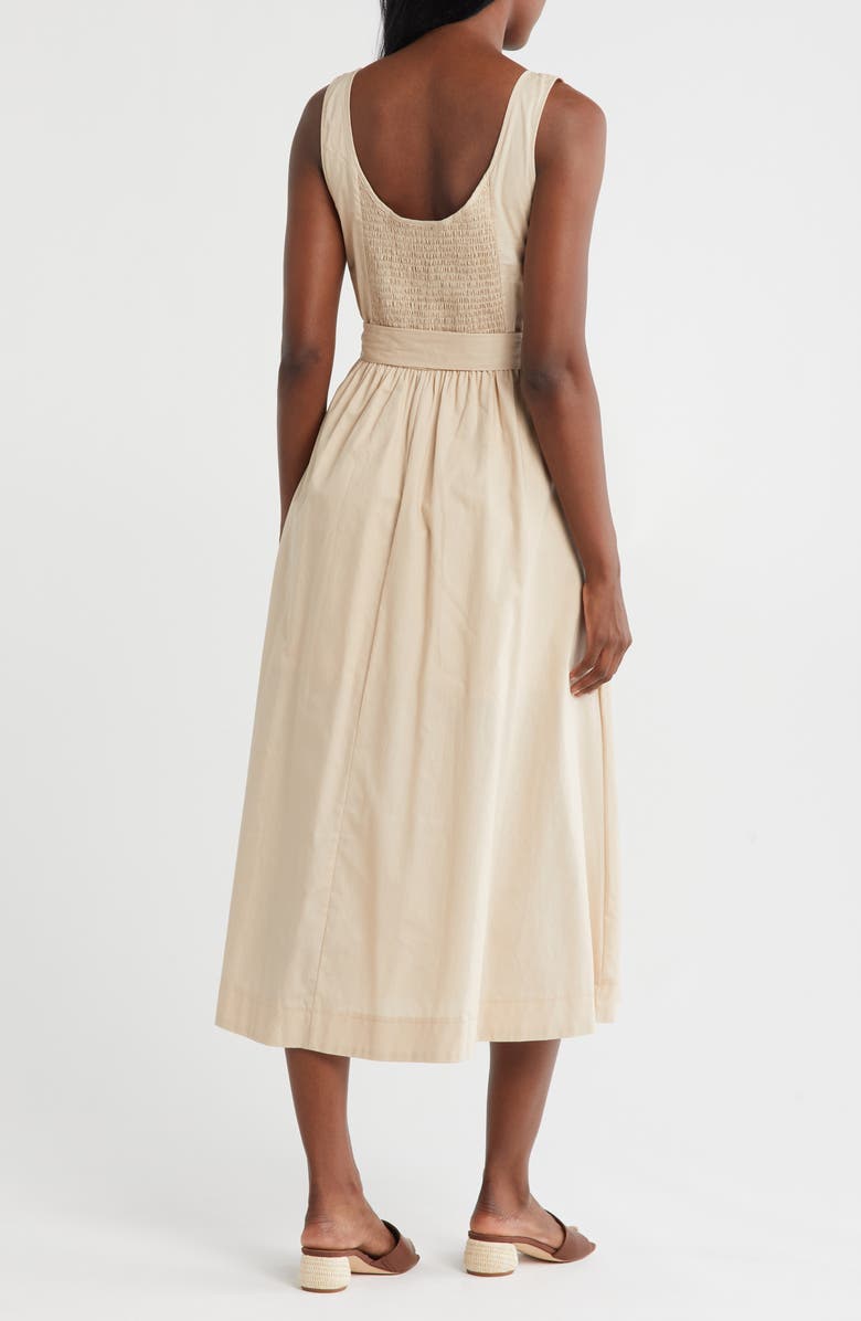 ZOE AND CLAIRE Belted A-Line Midi Dress, Alternate, color, Light Khaki