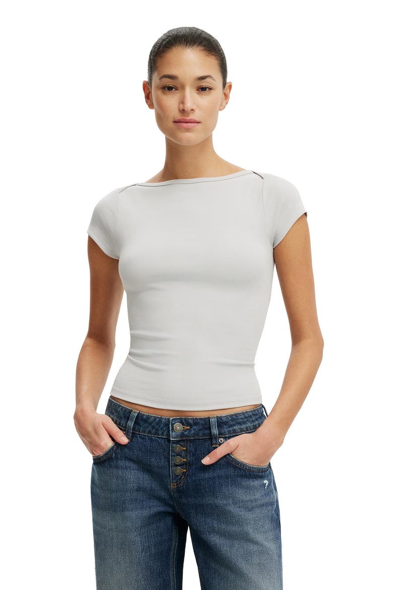 Women's Boatneck Cap Sleeve Tee, Main, color, Marble Mist