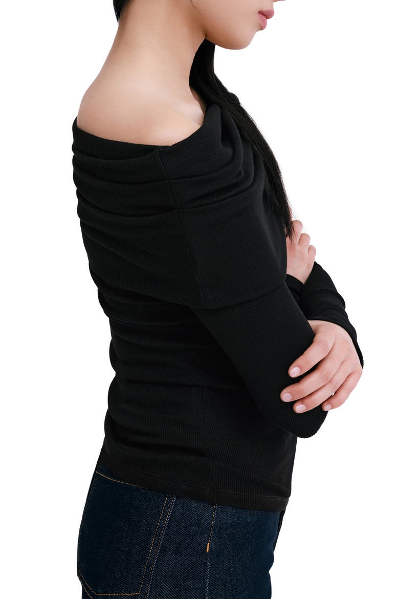 Bennett Off the Shoulder Knit Top, Alternate, color, BLACK