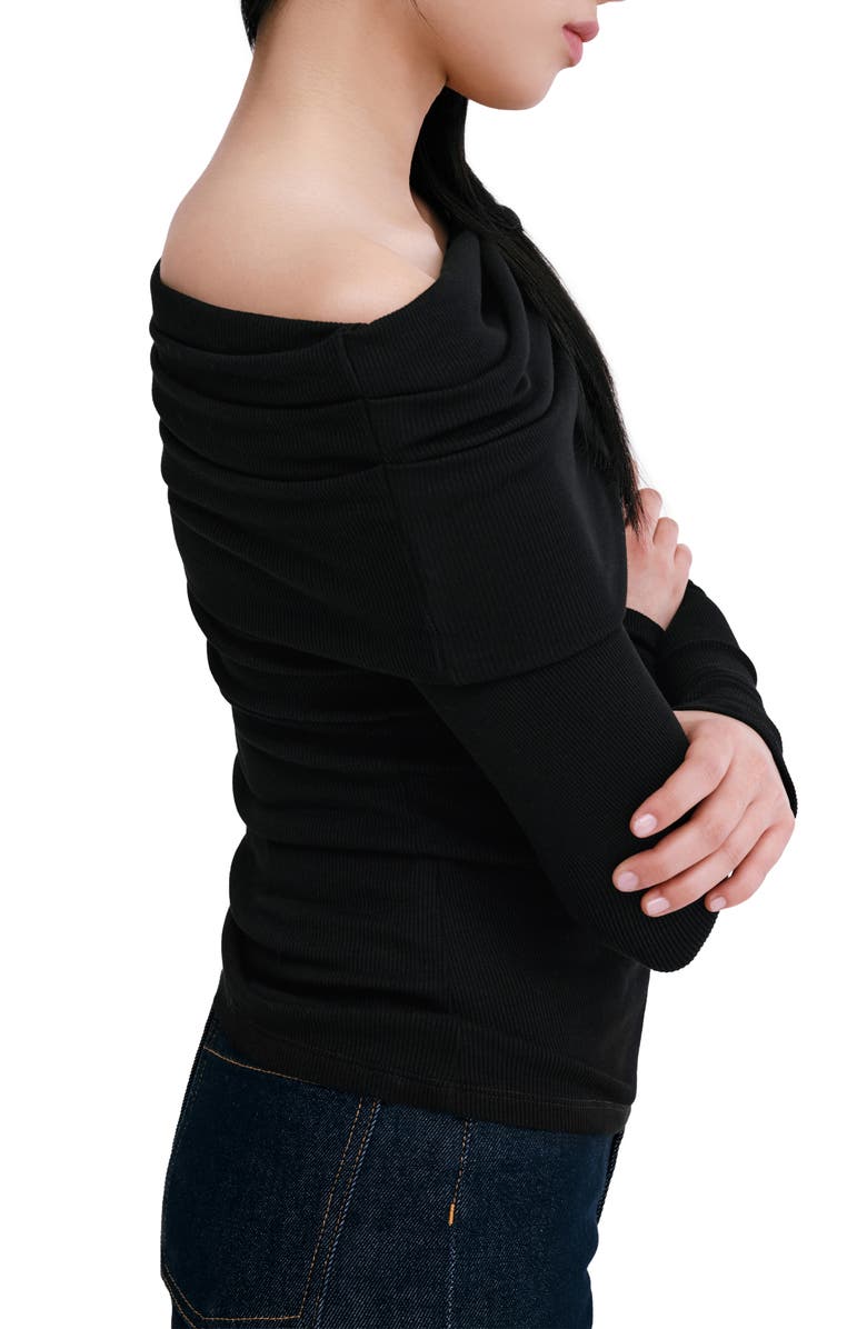Marcella Bennett Off the Shoulder Knit Top, Alternate, color, Black