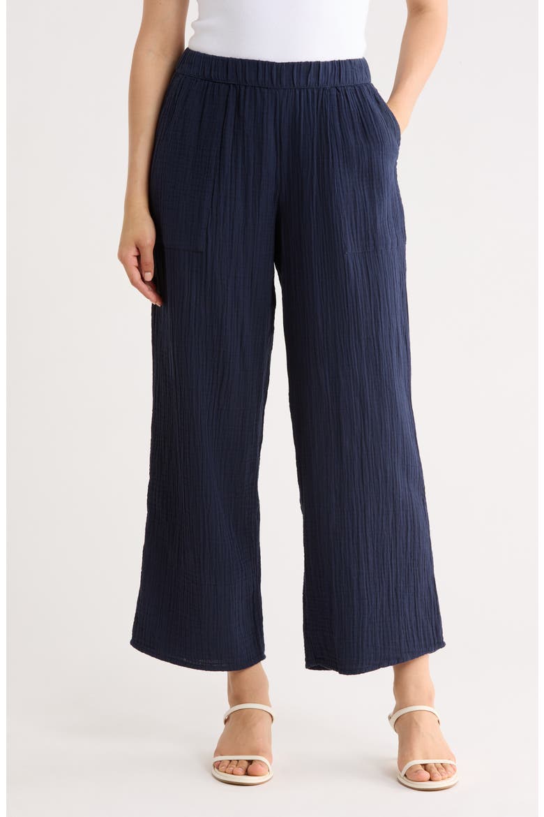 Cotton Gauze Pull-On Pants, Main, color, NAVY STILL