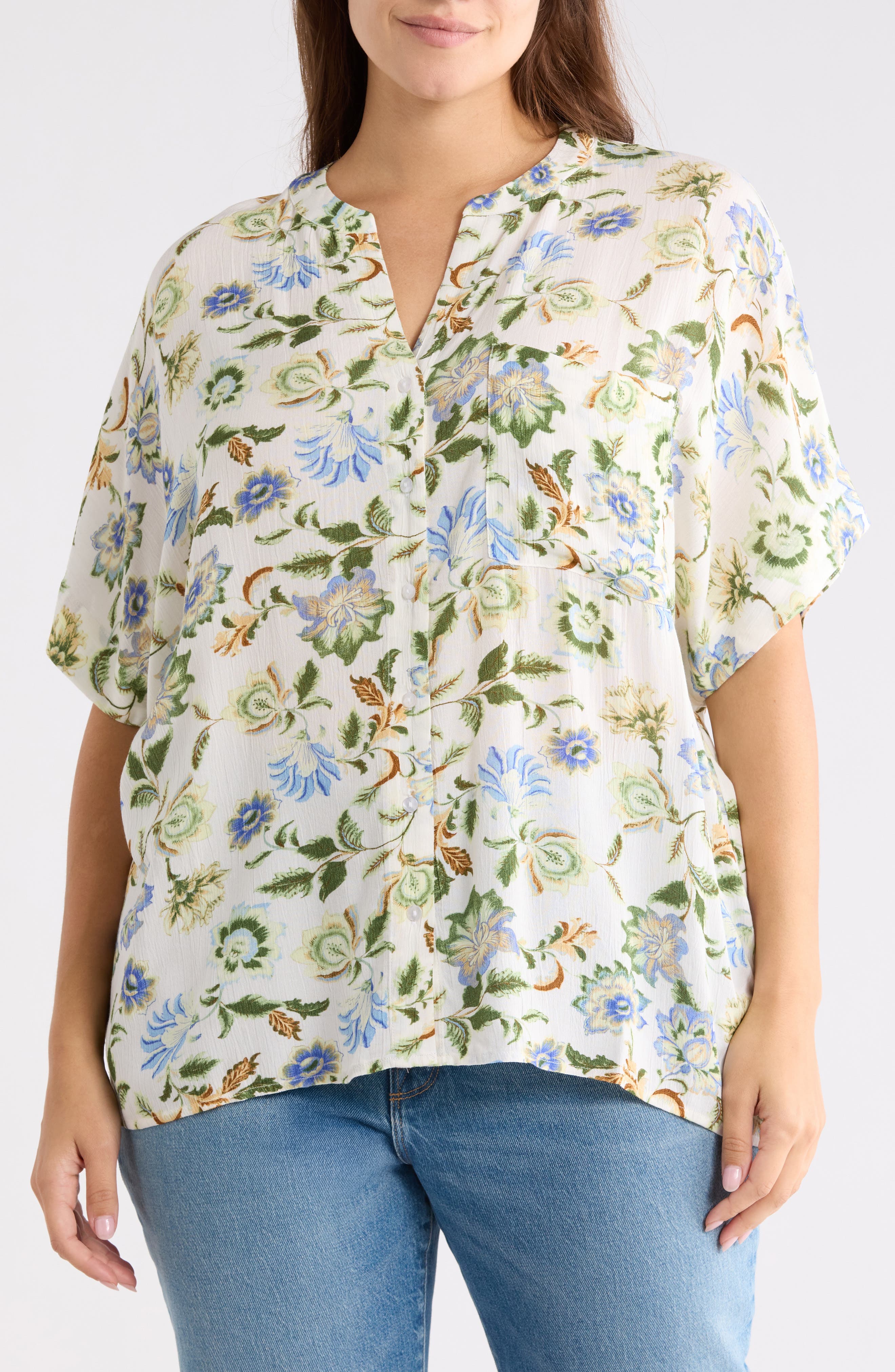 IVORY GREEN FLORAL PRINT