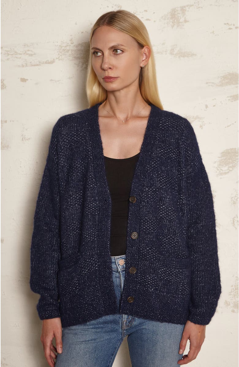 oyun Handknit Basketweave Cardigan, Alternate, color, Navy