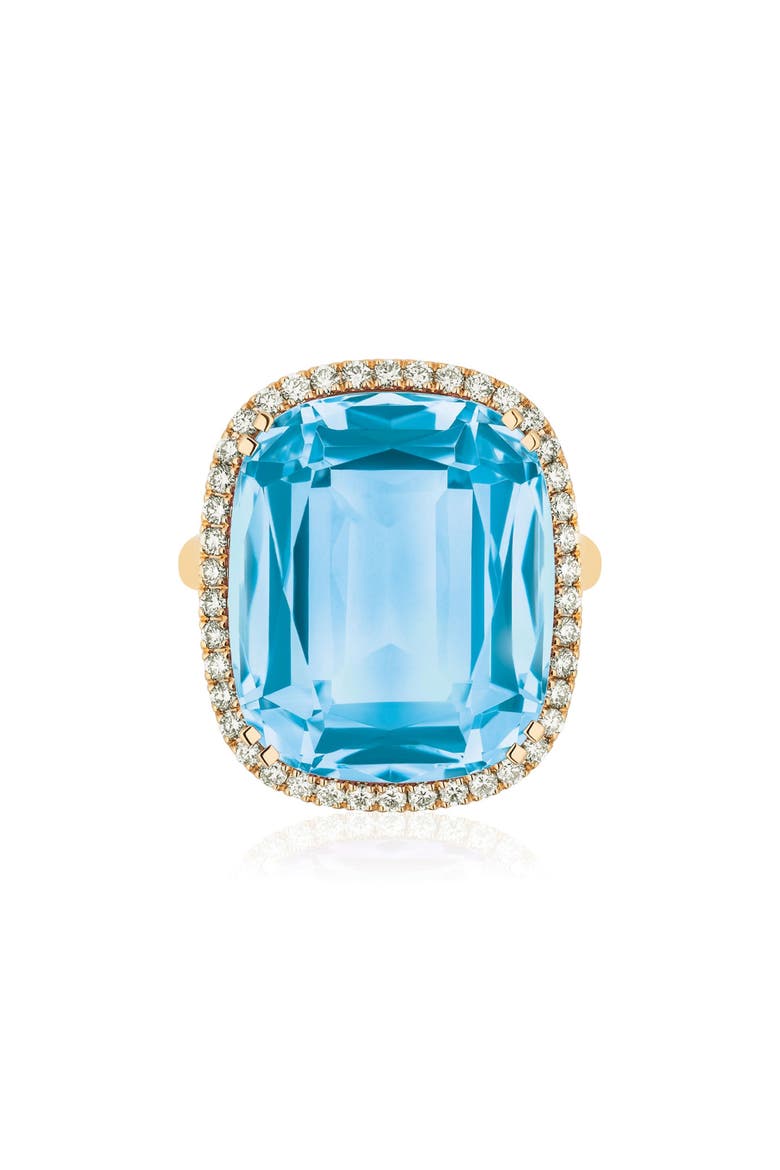 Gossip Cushion Cut Blue Topaz & Diamond Cocktail Ring, Main, color, PALE BLUE