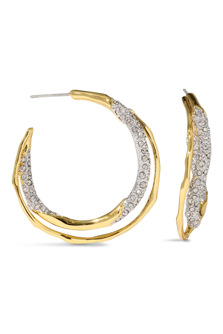 Solanales Crystal Pavé Twisted Hoop Earrings, Main, color, CRYSTALS