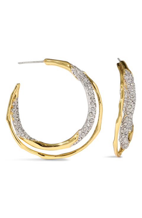 Solanales Crystal Pavé Twisted Hoop Earrings