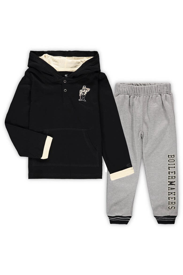 Toddler Colosseum Black/Heathered Gray Purdue Boilermakers Poppies Hoodie and Sweatpants Set, Alternate, color, Black