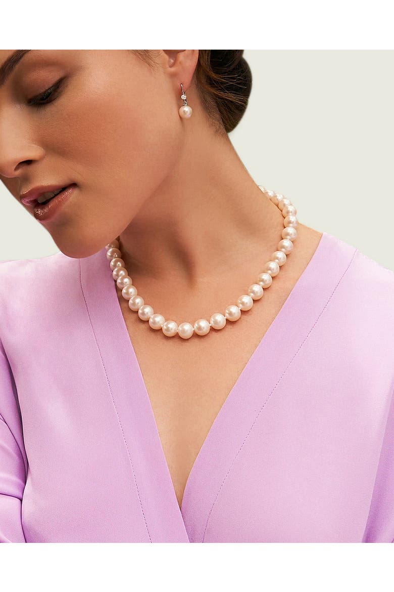 10.5-11.5mm White Freshwater Pearl Necklace - AAA Quality, Alternate, color, Yellow Gold Clasp