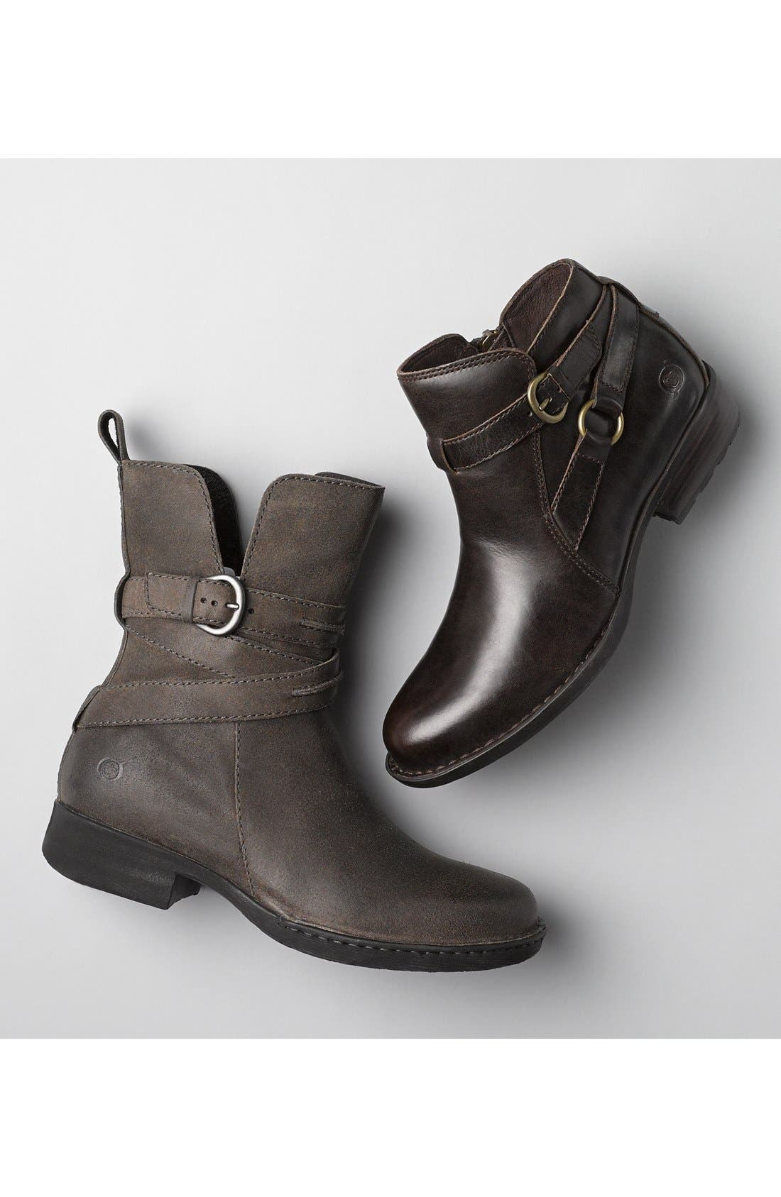 'Leandra' Modern Short Leather Bootie (Nordstrom Exclusive), Alternate, color, BLACK LEATHER