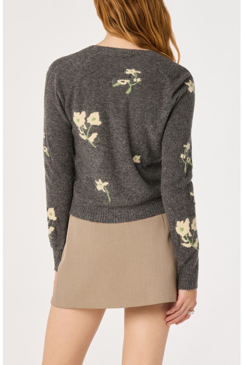 Joy Floral Crewneck Cardigan, Alternate, color, CHARCOAL FLORAL