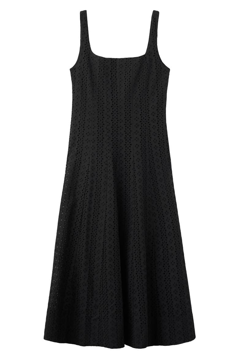 Square Neck Cotton Eyelet Dress, Main, color, BLACK