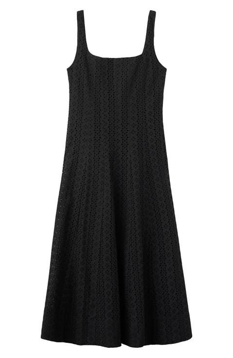 Square Neck Cotton Eyelet Dress