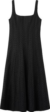 MANGO Square Neck Cotton Eyelet Dress
