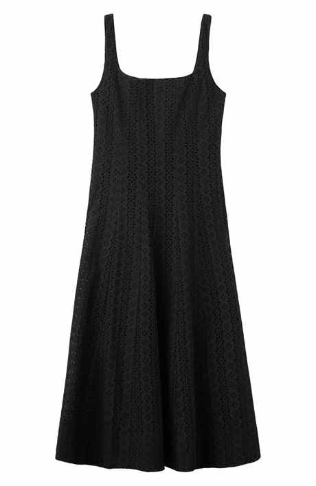 Square Neck Cotton Eyelet Dress