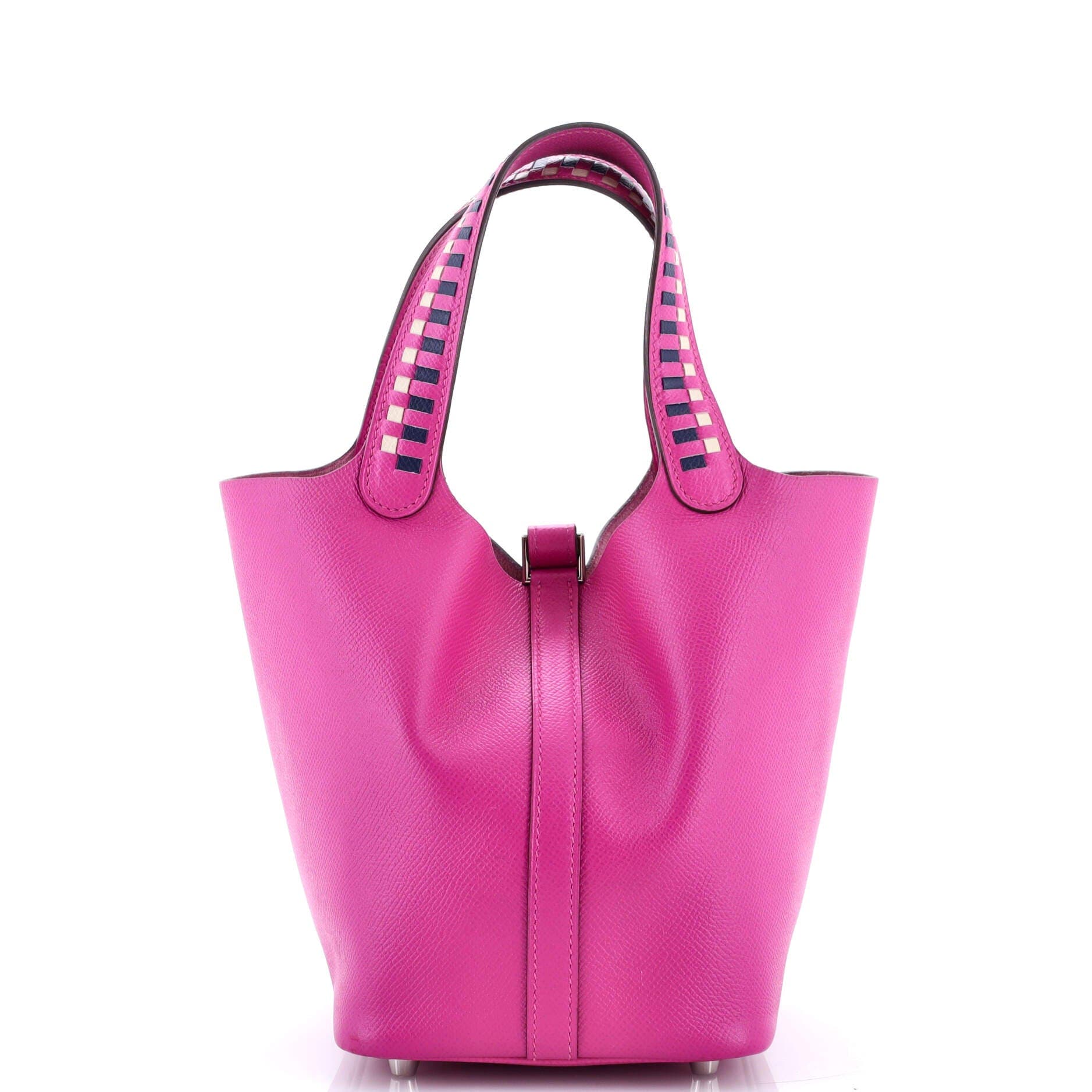 Pre-Owned Hermes Picotin Lock Bag Tressage Epsom PM, Alternate, color, Magnolia/Bleu Saphir/Craie