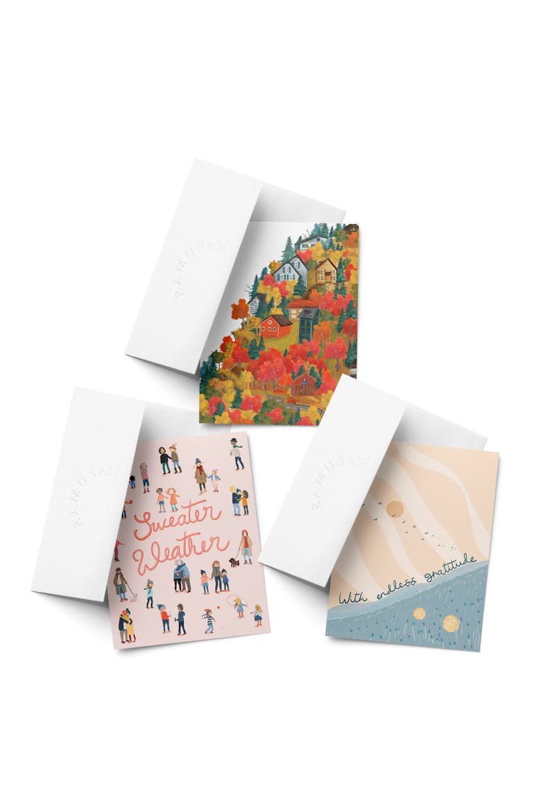Fall Foliage, Gratitude, Sweater Weather Fall/Autumn Greeting Card Pack Sets, Main, color, Multi-Pack
