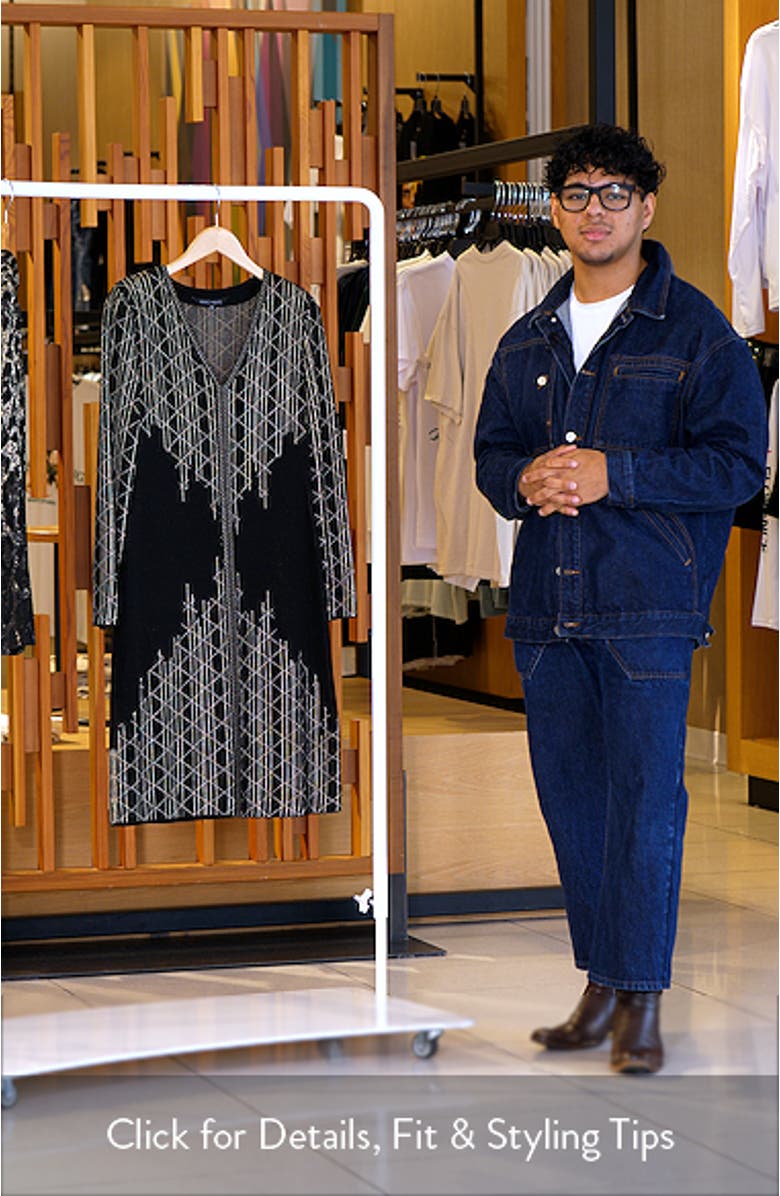 Art Deco Metallic Long Sleeve Sheath Dress, sales video thumbnail