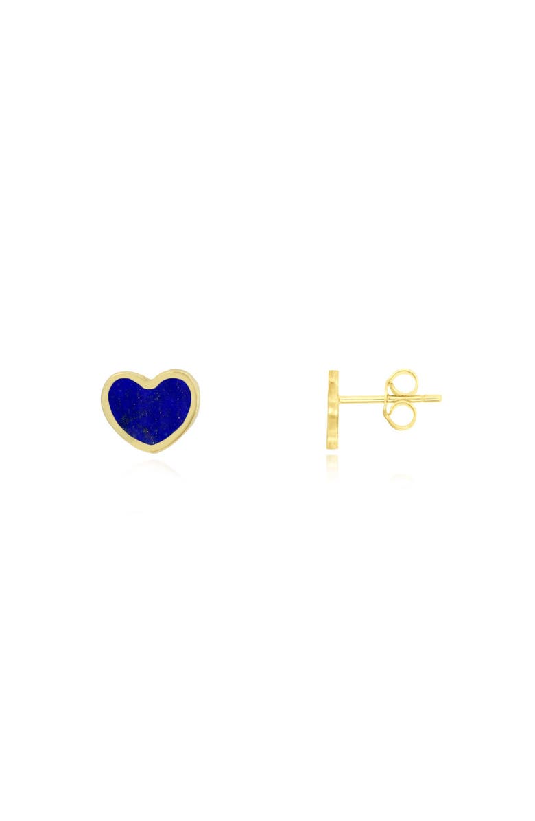 The Lovery Fine Jewelry Mini Lapis Heart Stud Earrings, Main, color, Lapis