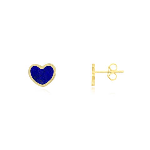 Mini Lapis Heart Stud Earrings