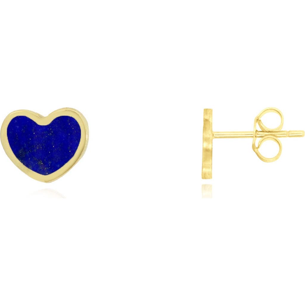 The Lovery Fine Jewelry Mini Lapis Heart Stud Earrings In Gold