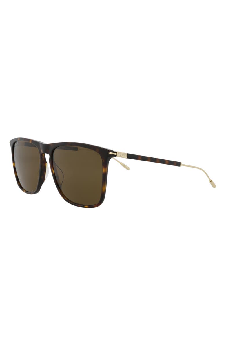 Gucci 58mm Square Sunglasses, Alternate, color, Havana Gold Brown