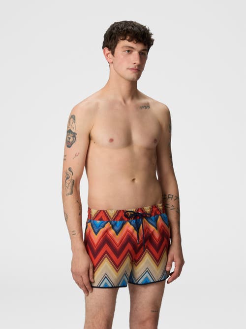 Missoni Swim Shorts With Macro Zigzag Print In Orange