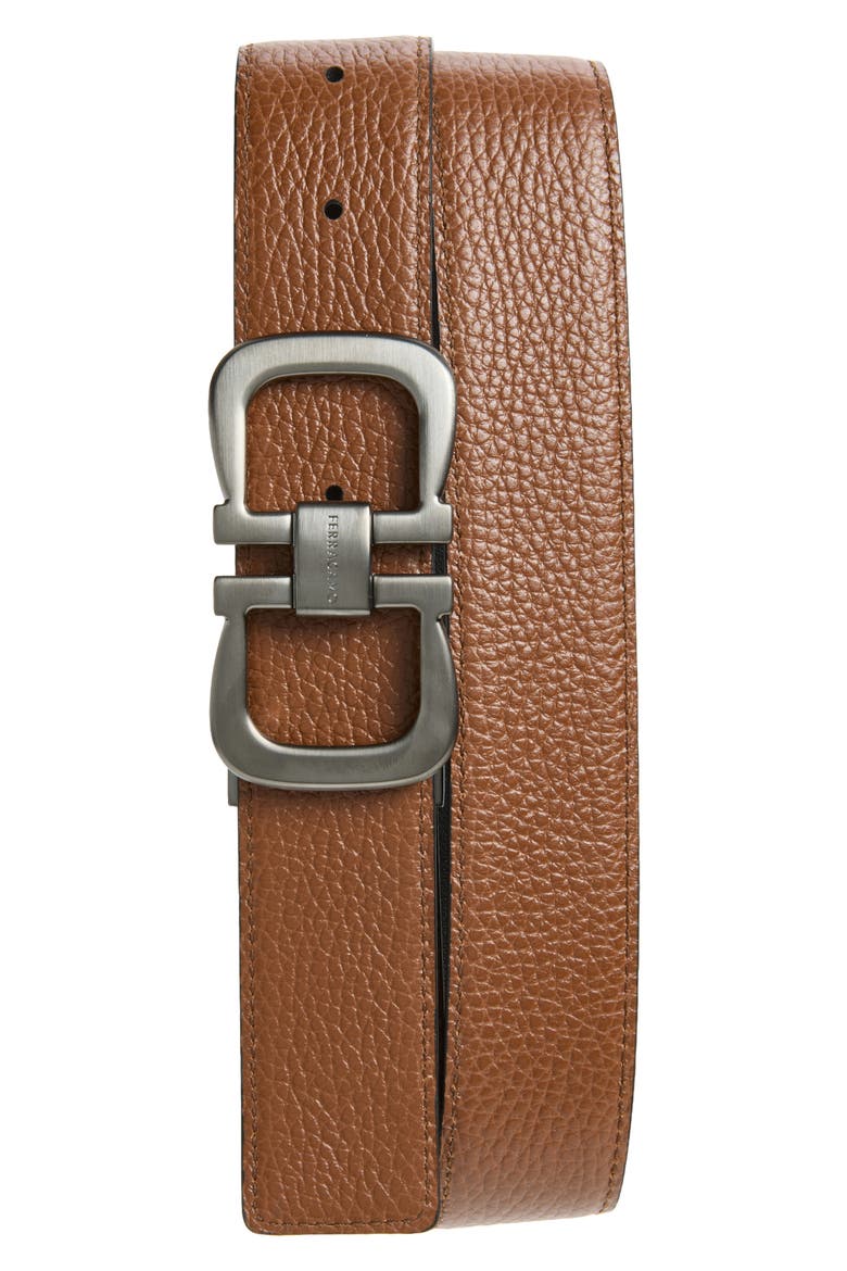 Double Adjustable Reversible Leather Belt, Alternate, color, NERO RADICA