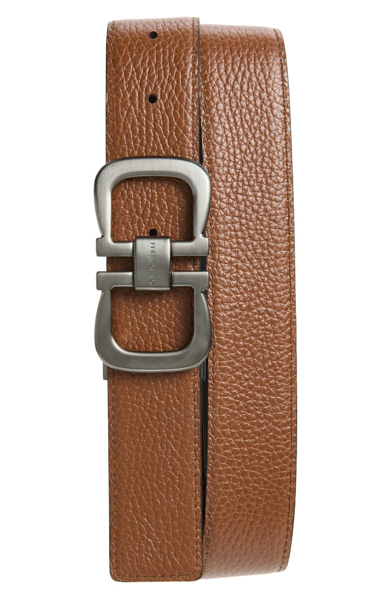 FERRAGAMO Double Adjustable Reversible Leather Belt, Alternate, color, Nero Radica