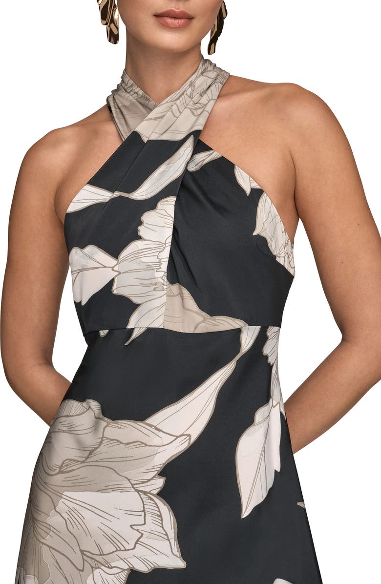 Donna Karan New York Floral Print Halter Dress, Alternate, color, Fawn Multi