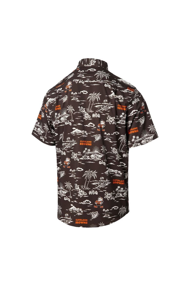 Men's Reyn Spooner Brown Cleveland Browns Throwback Kekai Print Button-Up Shirt, Alternate, color, Brown