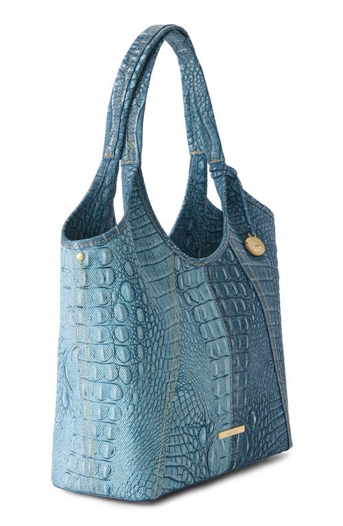 Brahmin Melora Croc Embossed Denim Look Leather Tote