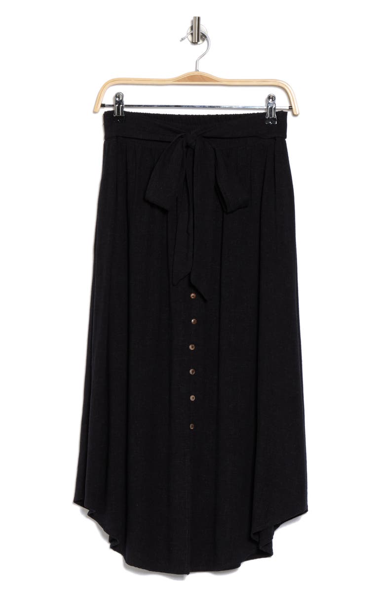 Renee C Tie Waist Midi Skirt, Alternate, color, Black