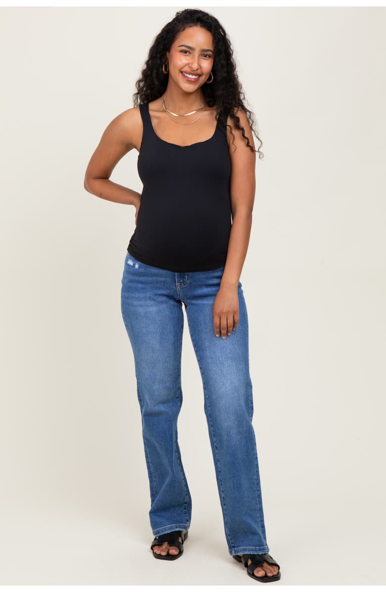 PinkBlush Mid Rise Full Length Straight Leg Maternity Jeans, Main, color, Blue