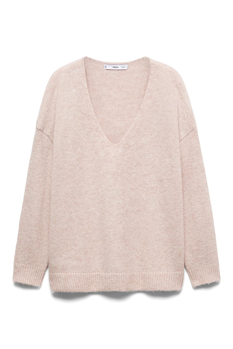 Oversize V-Neck Sweater, Alternate, color, PASTEL PINK
