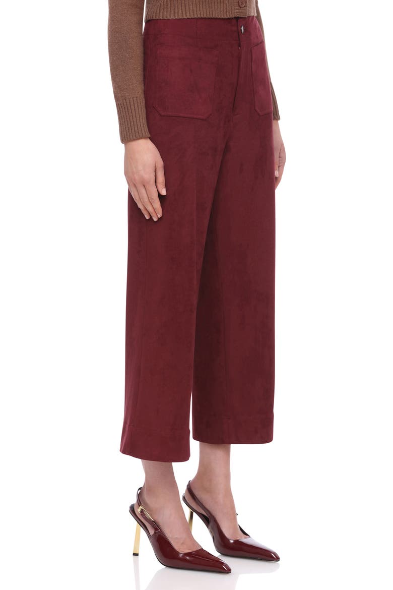 Patch Pocket Faux Leather Crop Wide Leg Pants, Alternate, color, PORT