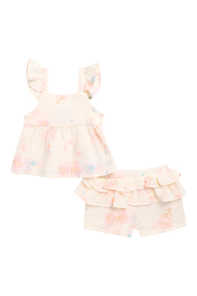 Stripe Gauze Top & Bloomers Set, Main, color, ANTIQUE WHITE