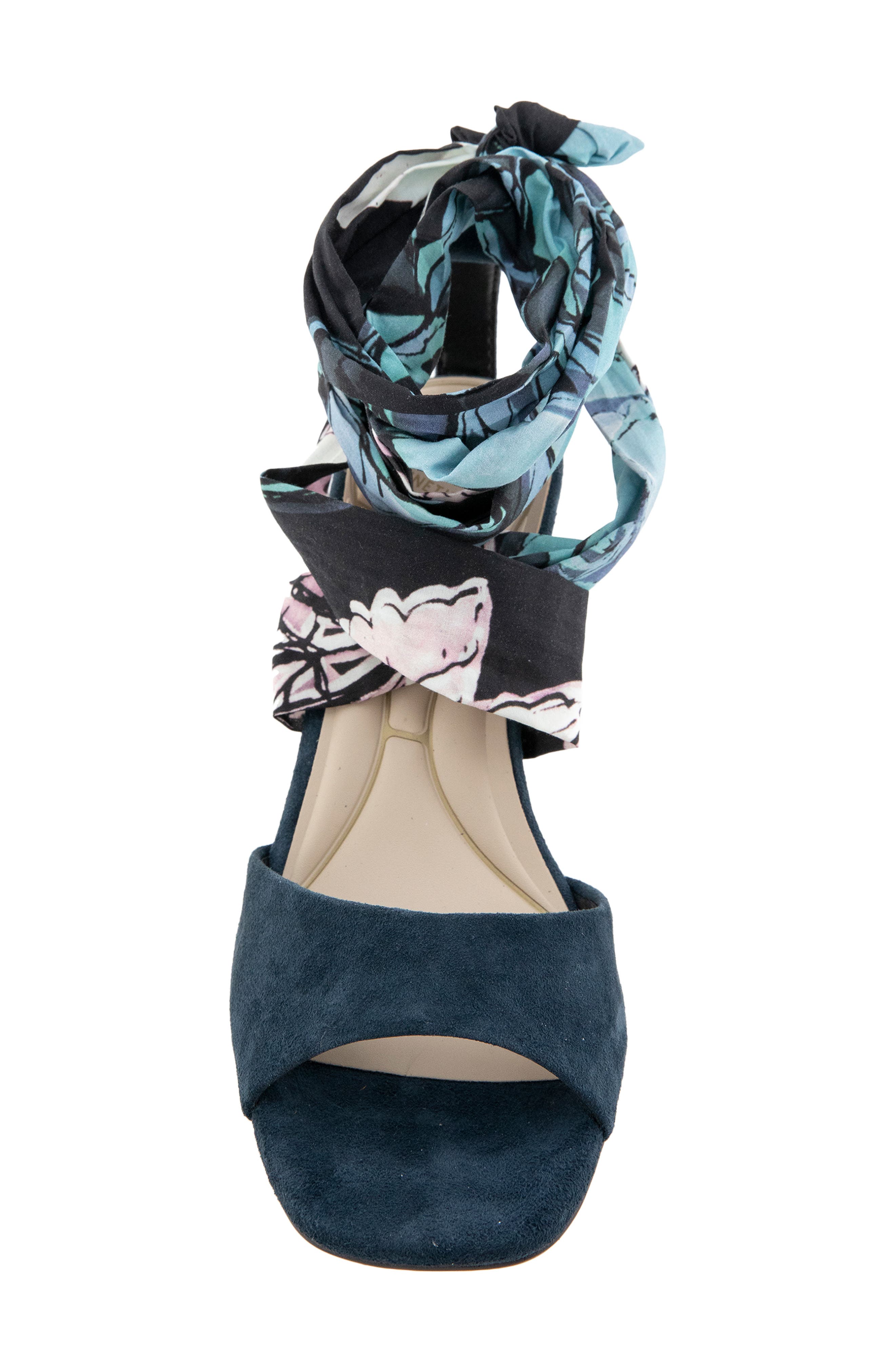 Kenneth Cole Fabia Ankle Wrap Wedge Sandal, Alternate, color, Navy Suede