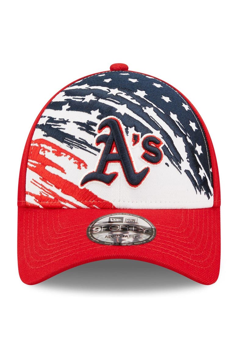 Men's New Era Red Oakland Athletics 2022 4th of July 9FORTY Snapback Adjustable Hat, Alternate, color, Red