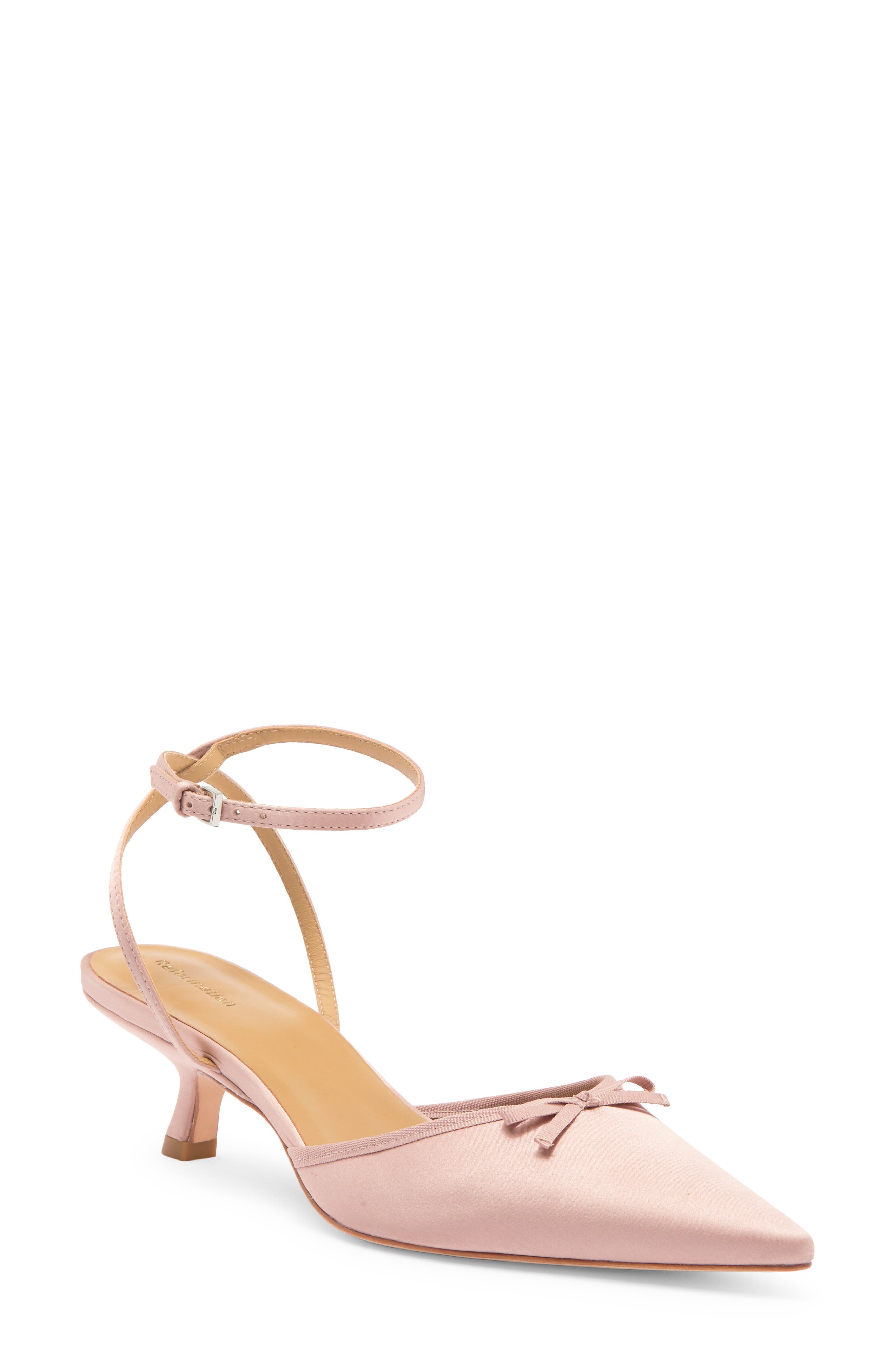 Reformation Wade Kitten Heel Pump, Main, color, Serenade Satin