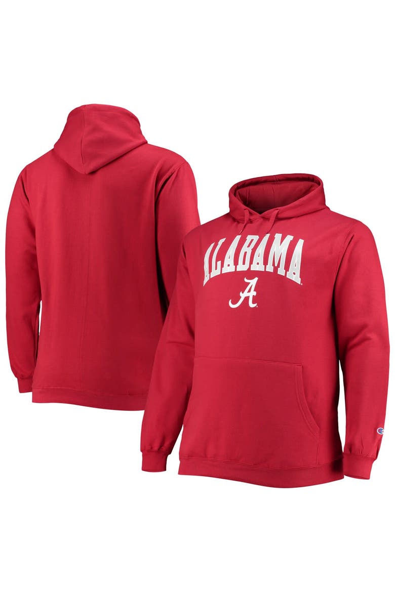 Men's Champion Crimson Alabama Crimson Tide Big & Tall Arch Over Logo Powerblend Pullover Hoodie, Alternate, color, Crimson