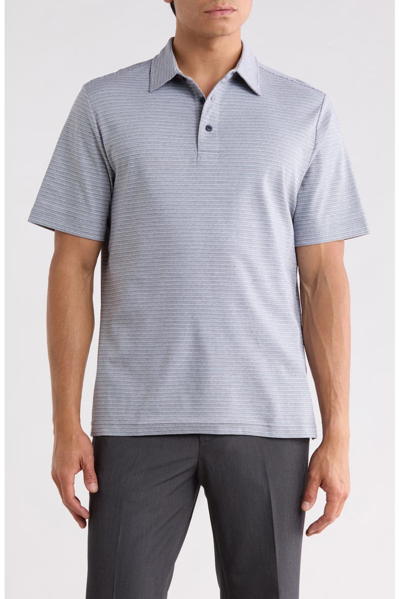 Stripe Cotton Polo, Main, color, NAVY