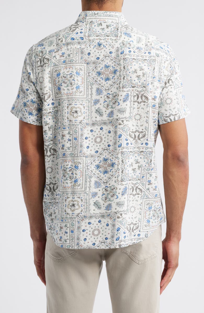 Johnston & Murphy Bandana Print Short Sleeve Button Down Shirt, Alternate, color, White Multi