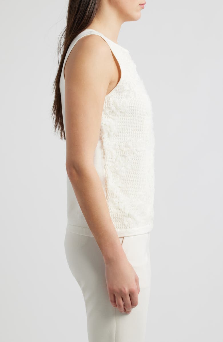 Anne Klein Organza Appliqué Sweater Tank, Alternate, color, White Dove